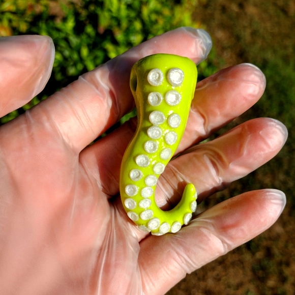 The Hippie Forage Other - Neon Green Hand Sculpted Clay Tentacle Pendant